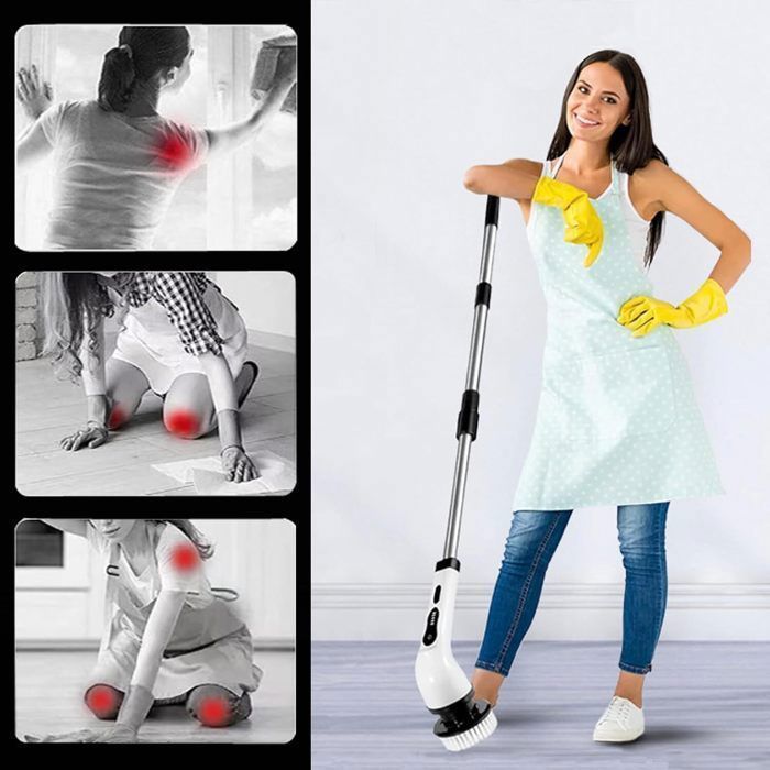 Brosse Nettoyage Electrique,Imperméable Brosse de Nettoyage Rotative,Têtes de Brosse Polyvalentes,pour Voiture,Carrelage,Mur