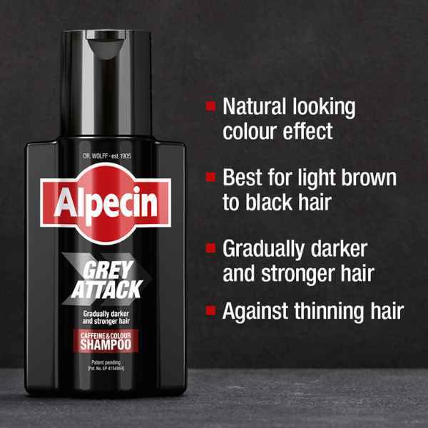Shampoo Alpecin Grey Attack con caffeina e prodotto per capelli colorati, 2 x 200 ml
