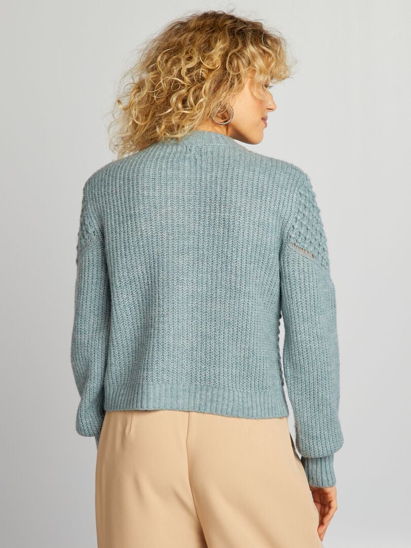 Zachte, gebreide cardigan met patroon - BLAUW