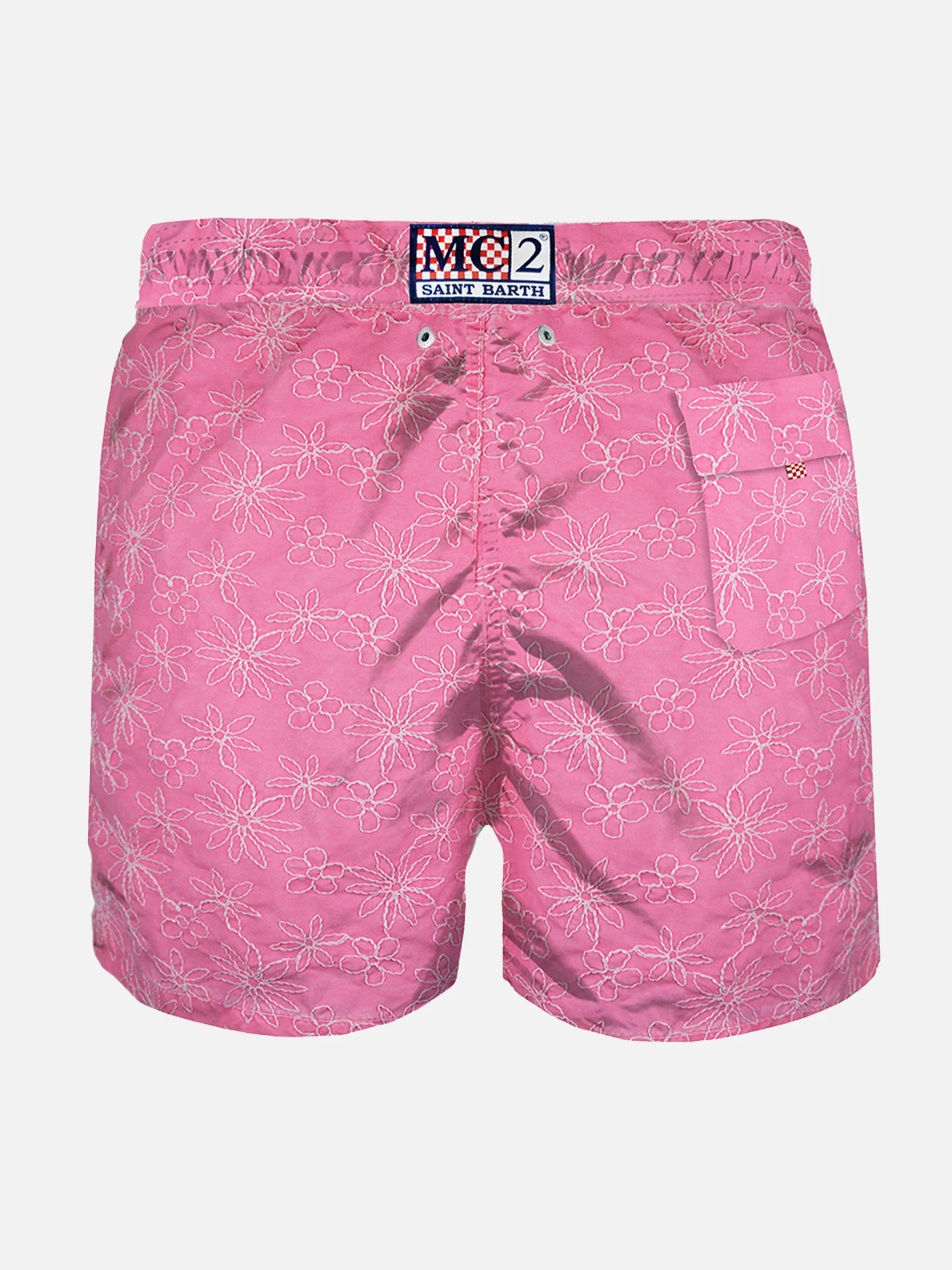 Traje de baño rosa bordado
