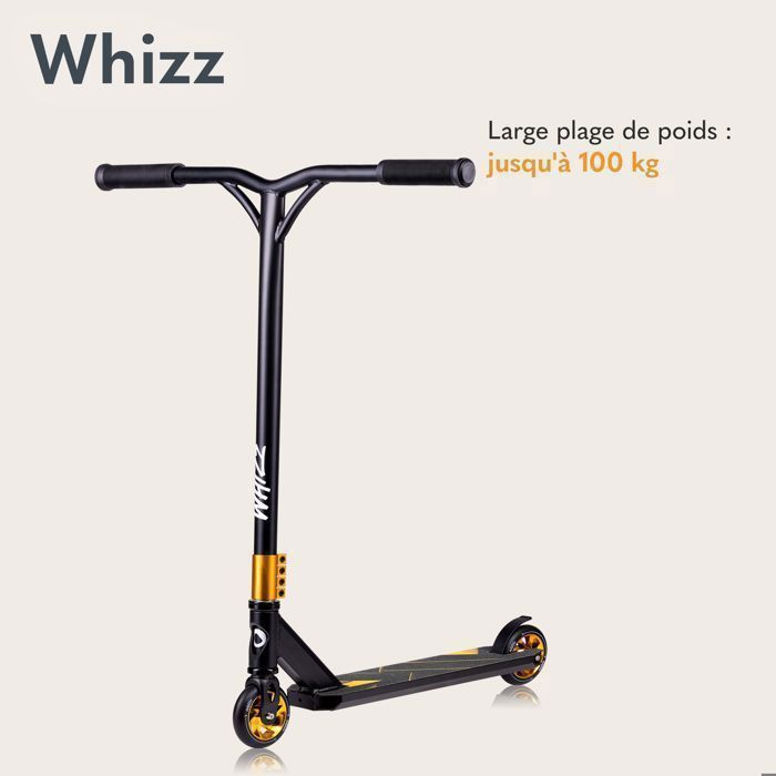 LIONELO Whizz Triksesparkesykkel - ABEC-9 - Styre i ett stykke - Svart/Gul