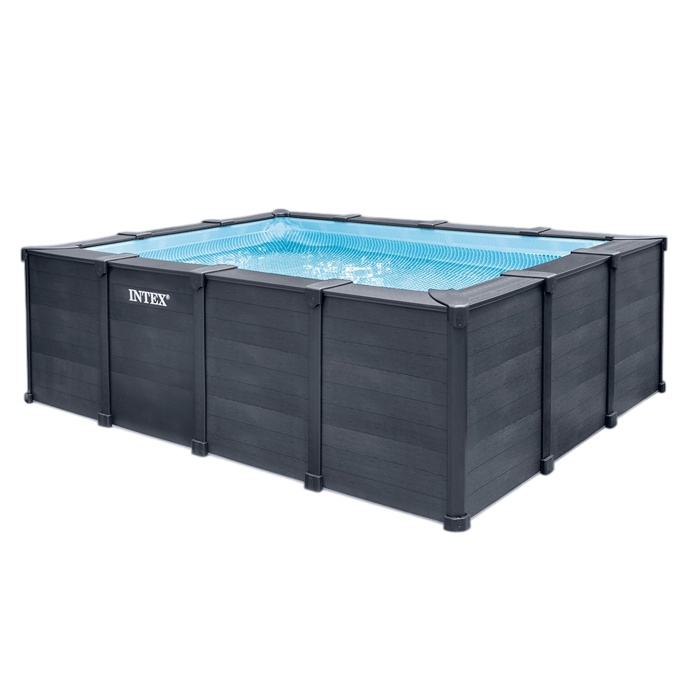 Kit Piscine hors sol tubulaire INTEX - Graphite - 400 x 300 cm - Rectangulaire (Echelle, vannes, filtre, bâche) - 26396GN