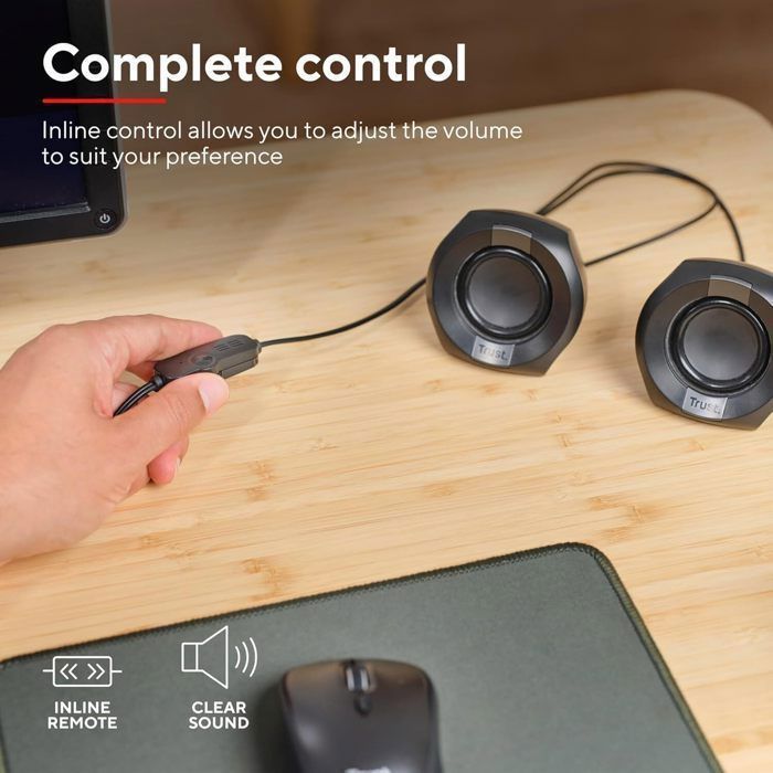 Enceinte PC Compacte 2.0 - Trust - 8W - USB - Jack AUX 3.5 mm - Contrôle Volume Fil