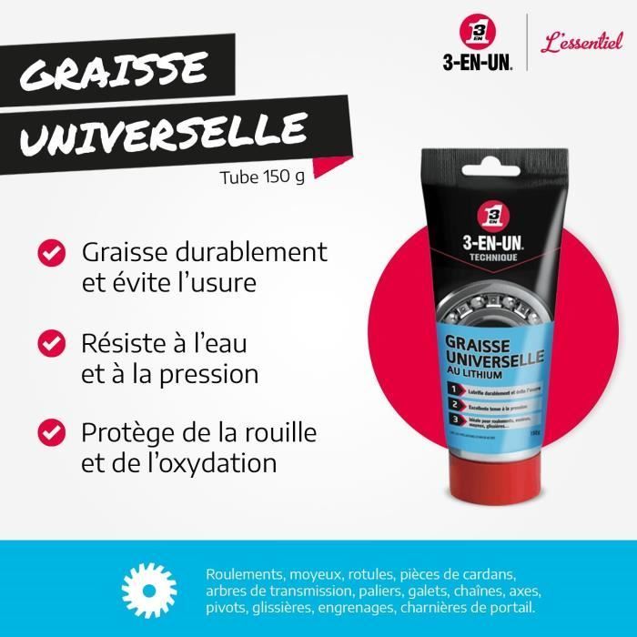 Grasa de litio universal 3 en 1 de uso técnico en tubo - 150 g