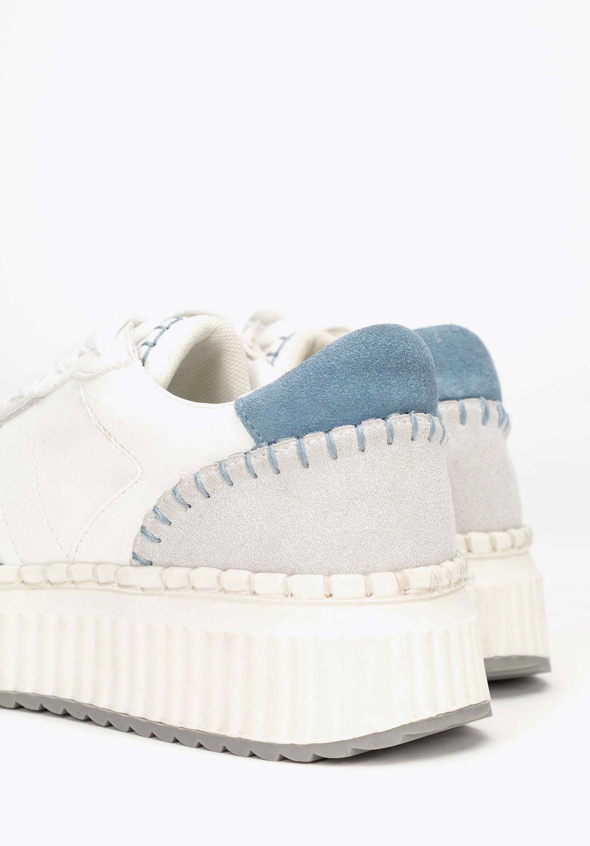 Damskie sneakersy z ekoskóry i skóry zamszowej niebieskie