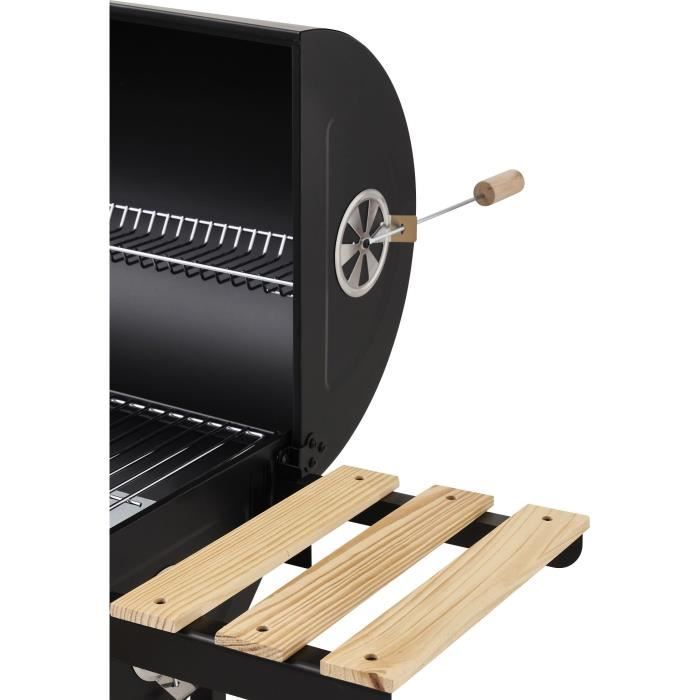 COOKING BOX MIKE EVOLUTION Houtskoolbarbecue - 115x66x106 cm - 2 verchroomde stalen grillroosters - Kookoppervlak: 71x35 cm - Zwart