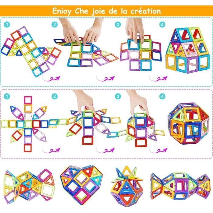 Jogos Educativos - DARMOWADE - Blocos de Construção Magnéticos - 50 Peças - Portátil - Flexível