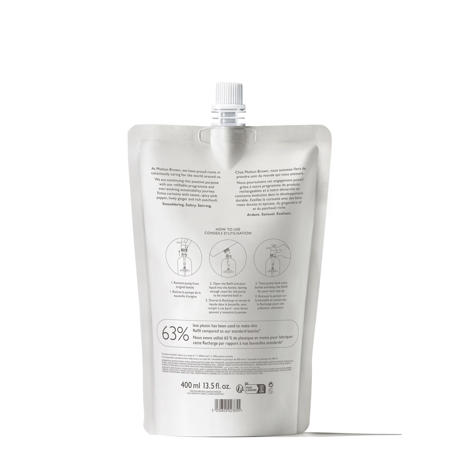 Refil de Sabonete Líquido para Mãos Pimenta Rosa Ardente 400 ml - Molton Brown