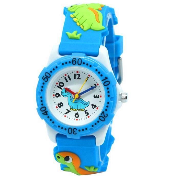 Reloj infantil SHARPHY para niños, bonito reloj de dinosaurio a la moda, azul, resistente al agua, correa de silicona.