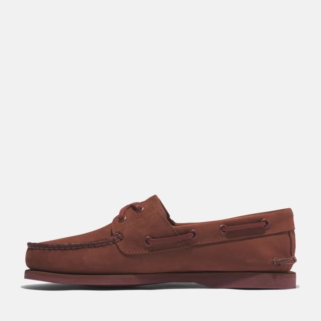 Scarpa da Barca in Pelle Classic da Uomo in                rosso scuro