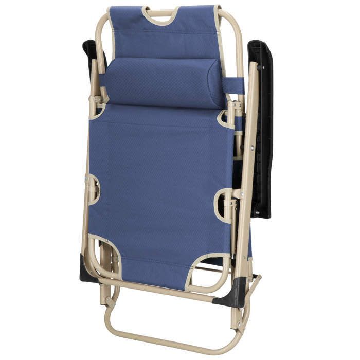 Chaise longue - Springos® - Dobrável - Almofada reversível - Encosto de cabeça removível - Apoio para os pés ajustável