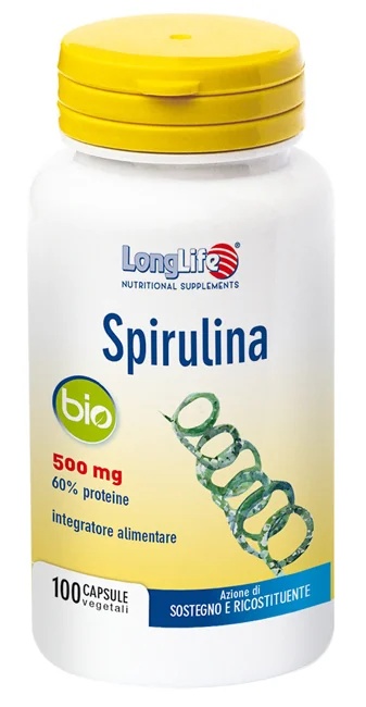 LongLife Spirulina Bio 500 mg, 100 pflanzliche Kapseln, Nahrungsergänzungsmittel