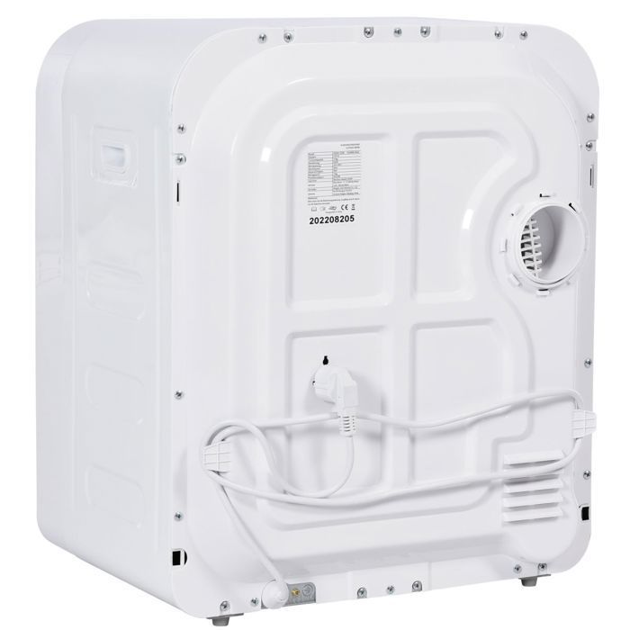 Asciugatrice da 3 kg, 830 W, bianca, con ventilazione, in acciaio inox, con 5 programmi, triplo filtro, protezione contro il surriscaldamento, montaggio a parete, classe energetica G.