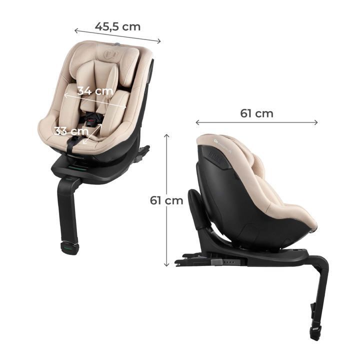 Seggiolino auto Kinderkraft I-GROW I-SIZE 40-150 cm con poggiatesta regolabile, memory foam, rivestimento lavabile, beige