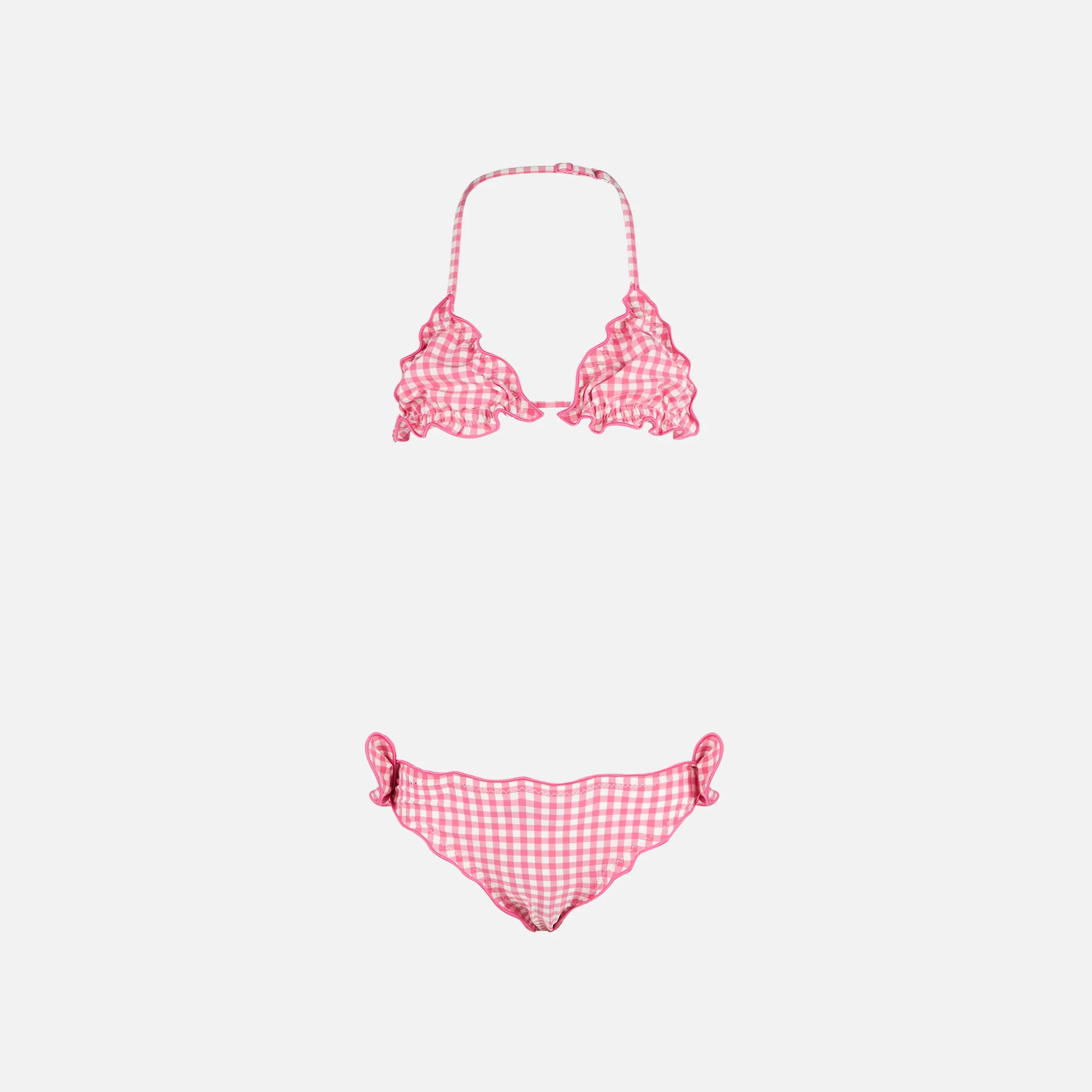 Bikini triangle pour filles à carreaux vichy roses