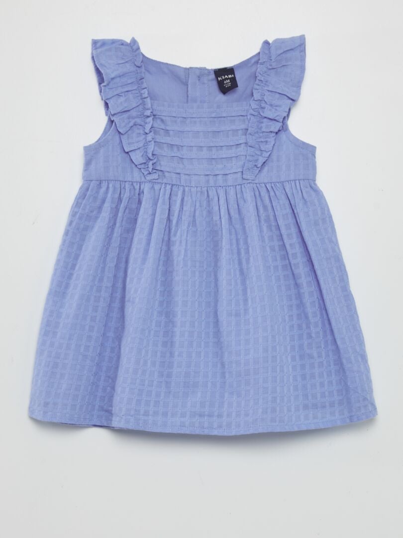 Mouwloze jurk met ruches - BLAUW