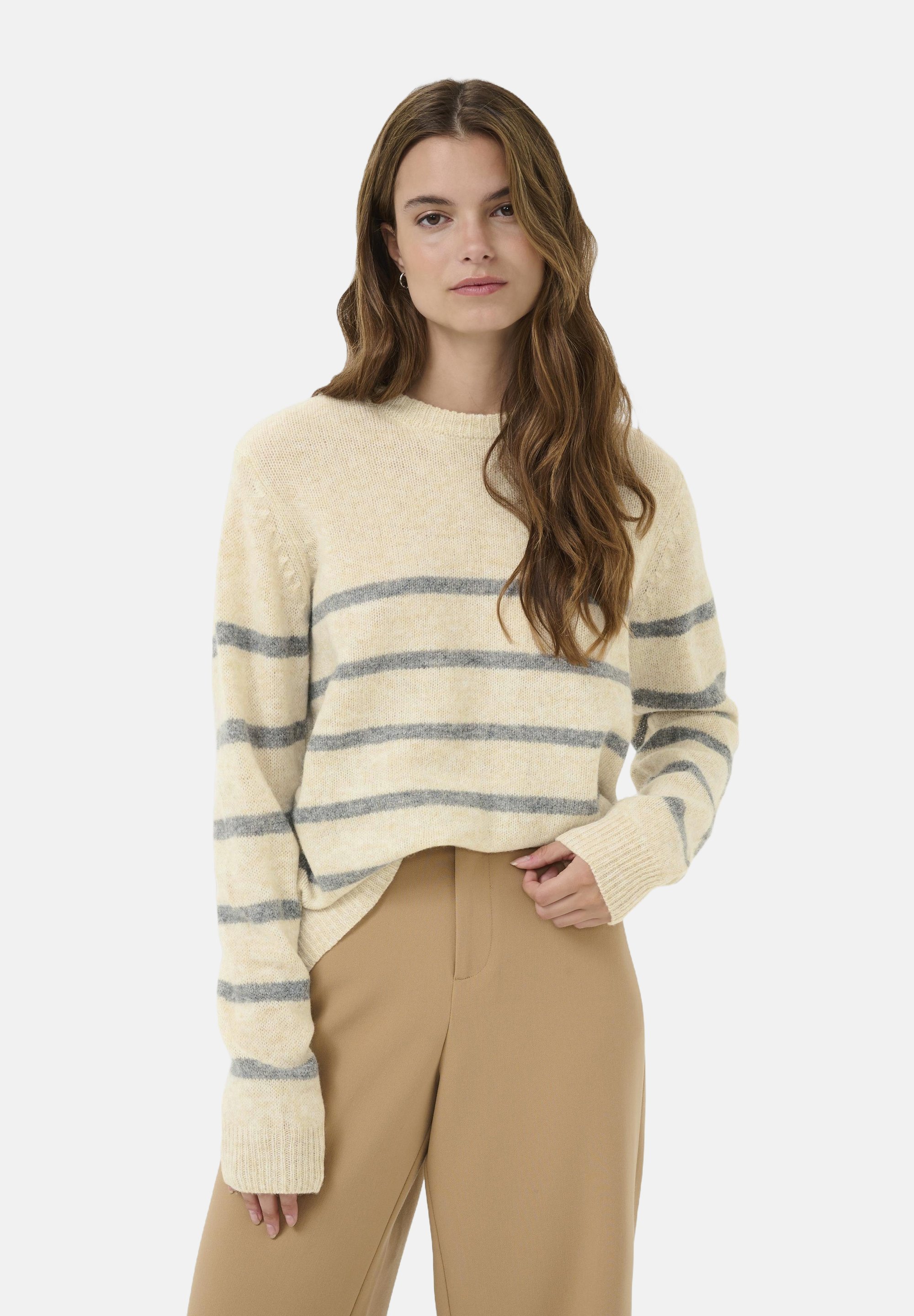 Culture džemper - bijela melanž siva pruga