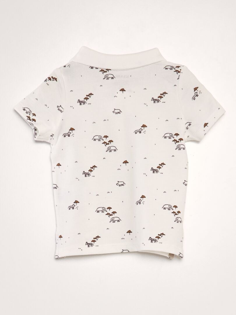 Bedrukt katoenen piqué poloshirt - WIT