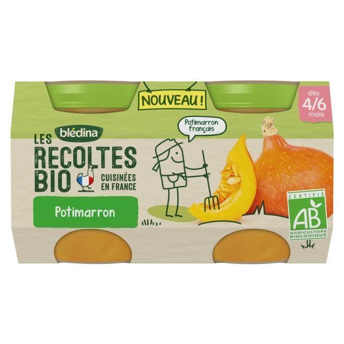 Blédina Organic Harvests, omogeneizzato biologico per neonati dai 4/6 mesi, gusto zucca, 2x130g