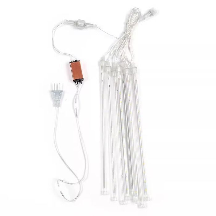 Guirlanda de luzes para chuva de meteoros, 50 cm, 10 tubos, 400 LEDs, à prova d'água IP65, para uso externo em Natal e casamentos (branco frio)