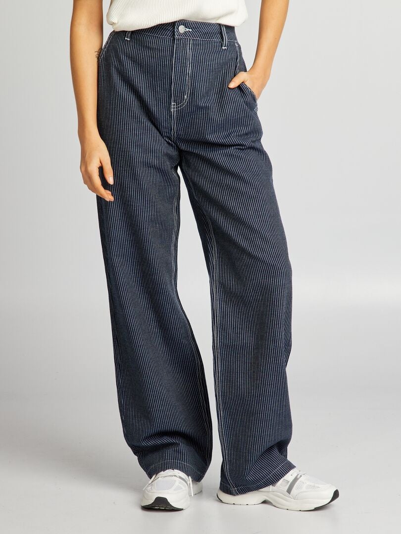 Calça jeans listrada de perna larga 'JDY' - AZUL