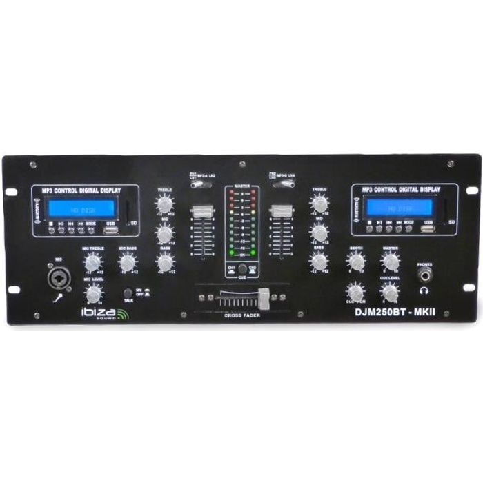 IBIZA SOUND DJM250BT-MKII 2-Kanal DJ-Mixer mit USB, SD und Bluetooth