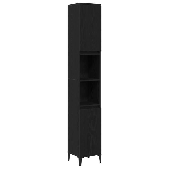 Badkamermeubelset - 3-delig - Zwart eikenhout - Samengesteld hout - Matte afwerking
