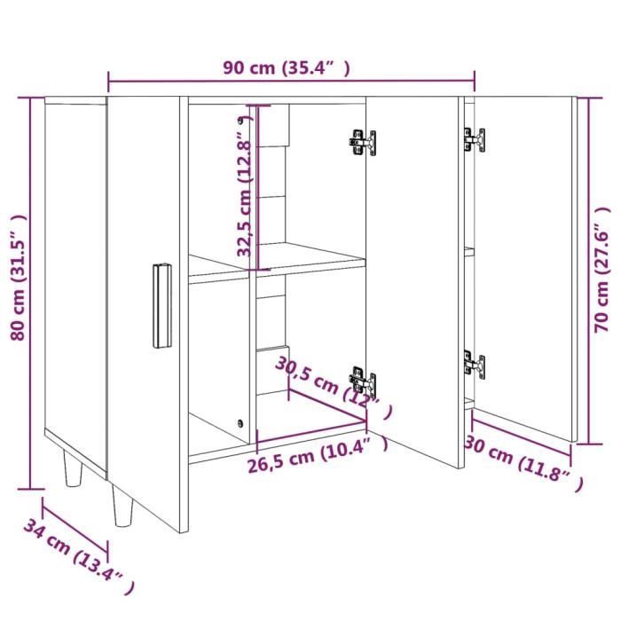 812495 vidaXL Aparador Sonoma Roble 90x34x80 cm Madera de ingeniería