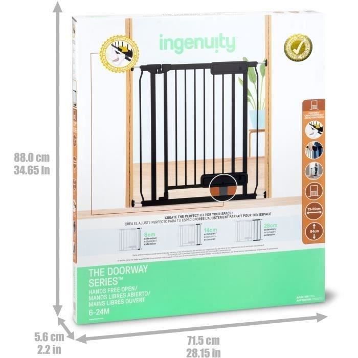 INGENUITY – Treppenschutzgitter für Kinder und Haustiere, per Hand oder Fuß zu öffnen, 84 cm hoch, Breite zwischen 73 und 80 cm