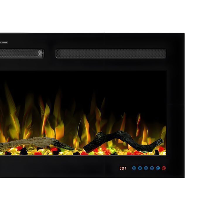 Cheminée électrique intelligente- 169 effets de flammes, 2 puissances de chaleur, commande vocale et application, encastrable/mural