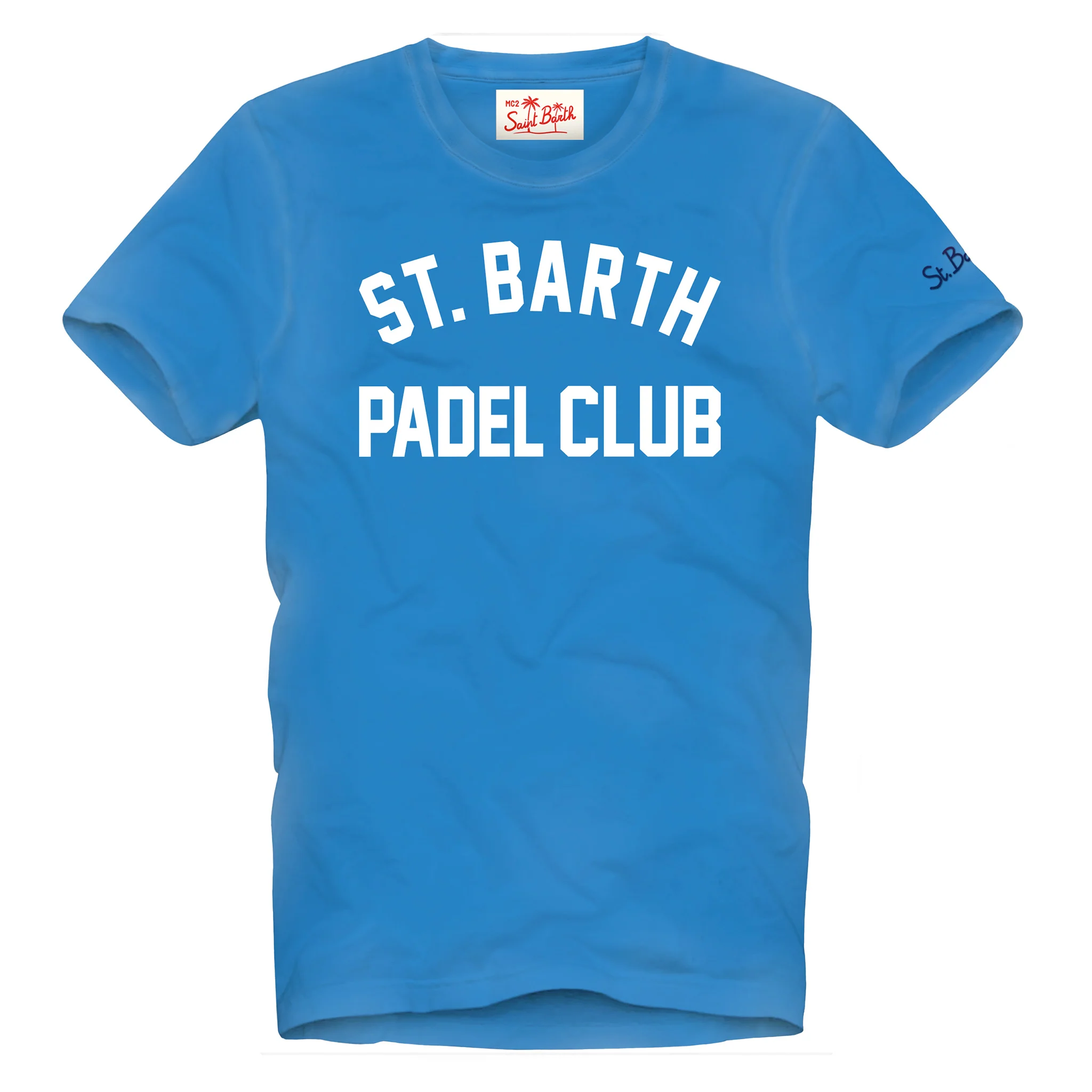 T-shirt da uomo in cotone trattamento vintage con stampa St. Barth Pad
