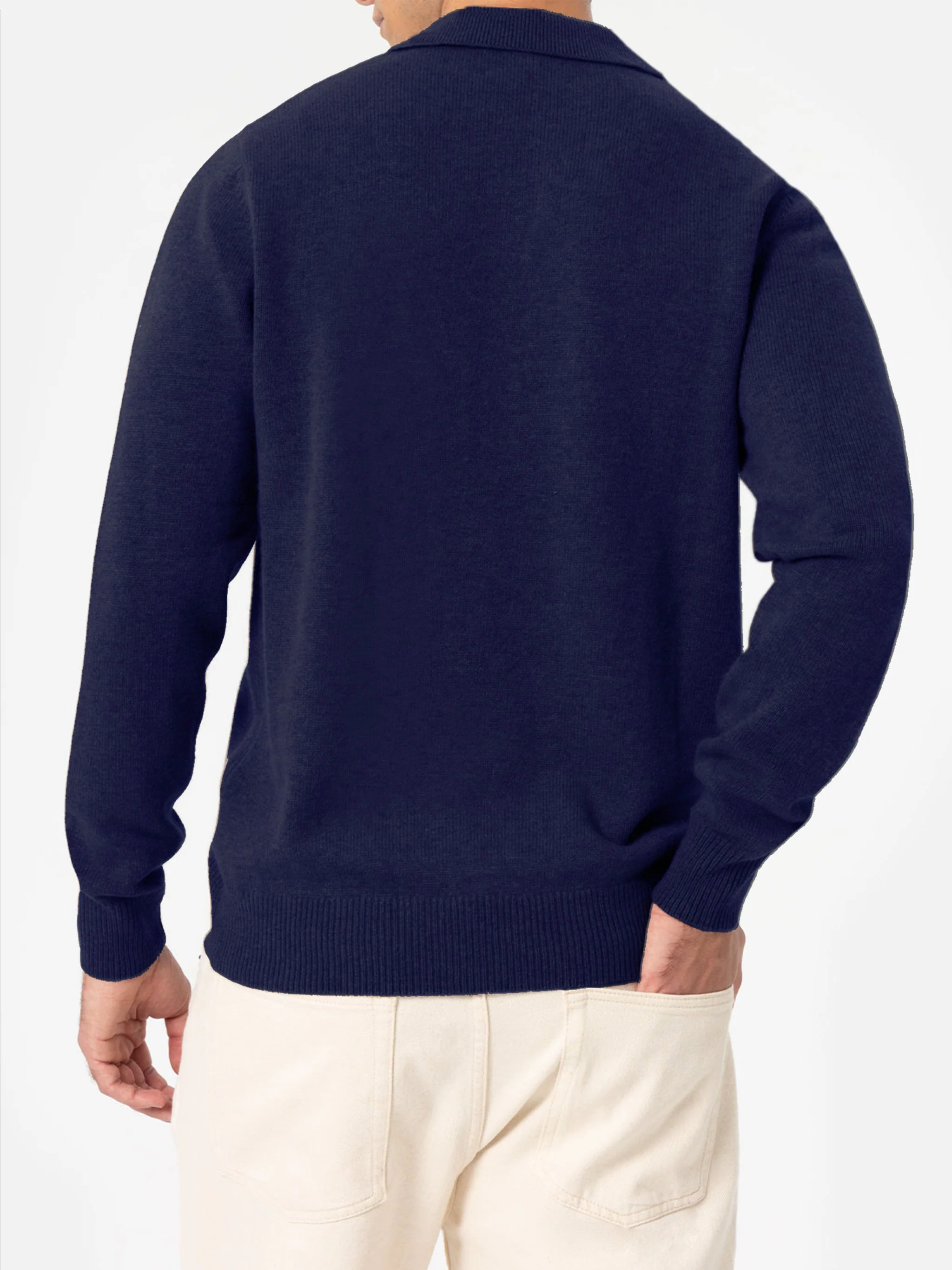 Covent marineblauwe poloshirt van puur kasjmier