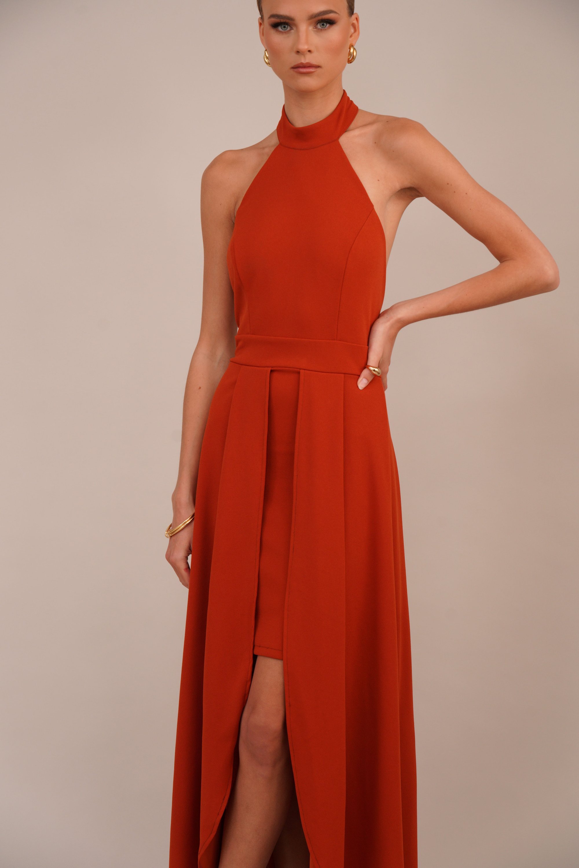 WAL G. YANNY HALTER NECK BODYCON - Ballkjole - terracotta