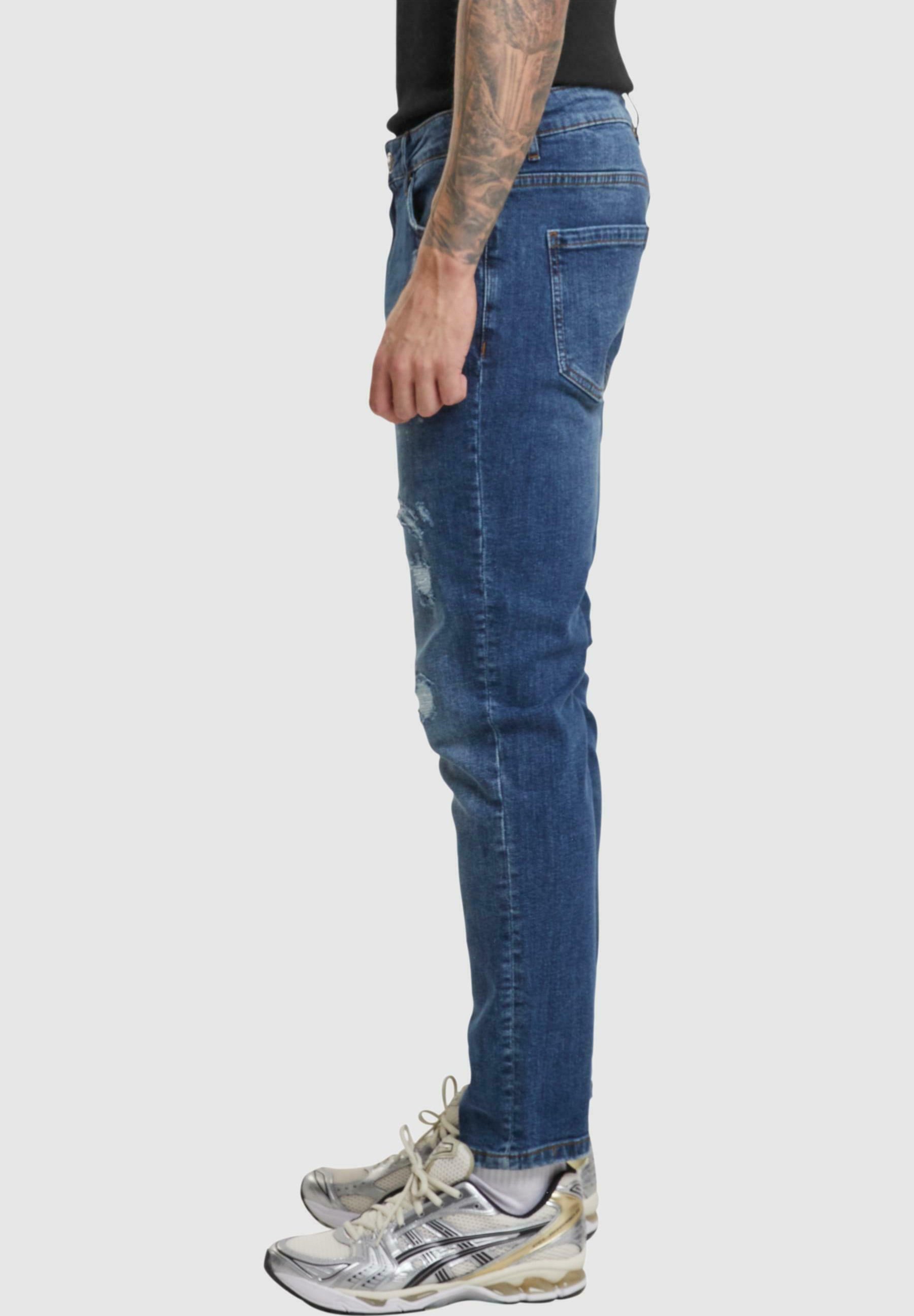 2Y Premium FRANCISCO DESTROYED - Jeans slim fit - blu medio