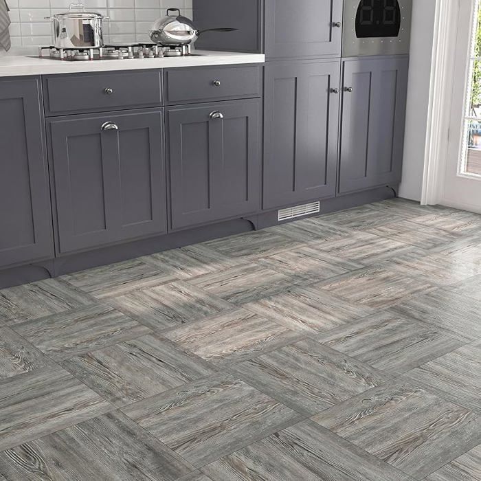 Baldosas adhesivas de linóleo gris para baño, 30x30 cm, 32 baldosas. Baldosas adhesivas de PVC de 30x30 cm, 32 baldosas, color gris madera GR. Suelo de PVC.