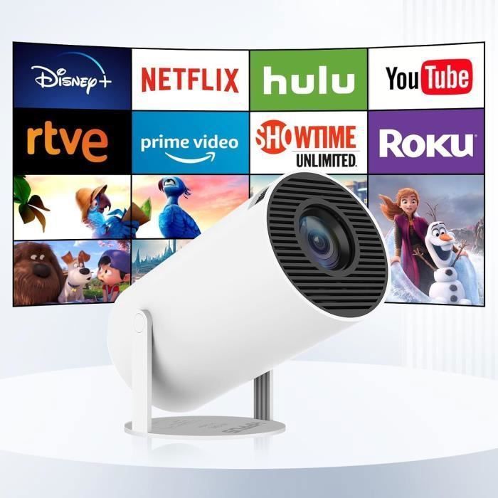 Mini proyector portátil Bluetooth para coche, proyector de vídeo inteligente 4K Full HD de 12000 lúmenes compatible, con Wifi 6, Bt 5.0, parte trasera [H179]