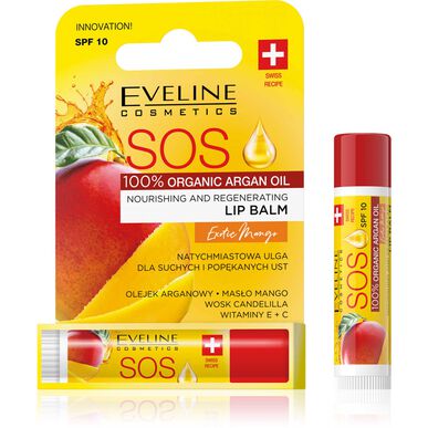 Bálsamo labial Eveline SOS nutritivo con mango exótico y protector, 4,5 ml