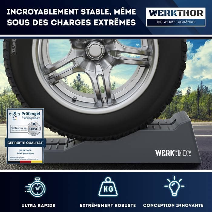 Rampas de elevação para autocaravanas WERKTHOR (cinzentas) - Conjunto de 2 com bolsa de transporte | Carga máxima de 5 toneladas