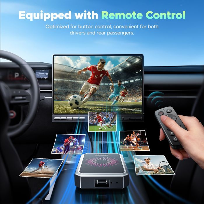 Adaptador inalámbrico para autorradio CAMPARK CarPlay AI-BOX con Netflix, YouTube, múltiples aplicaciones, Mirror Link, salida HDMI, 4G+32G.