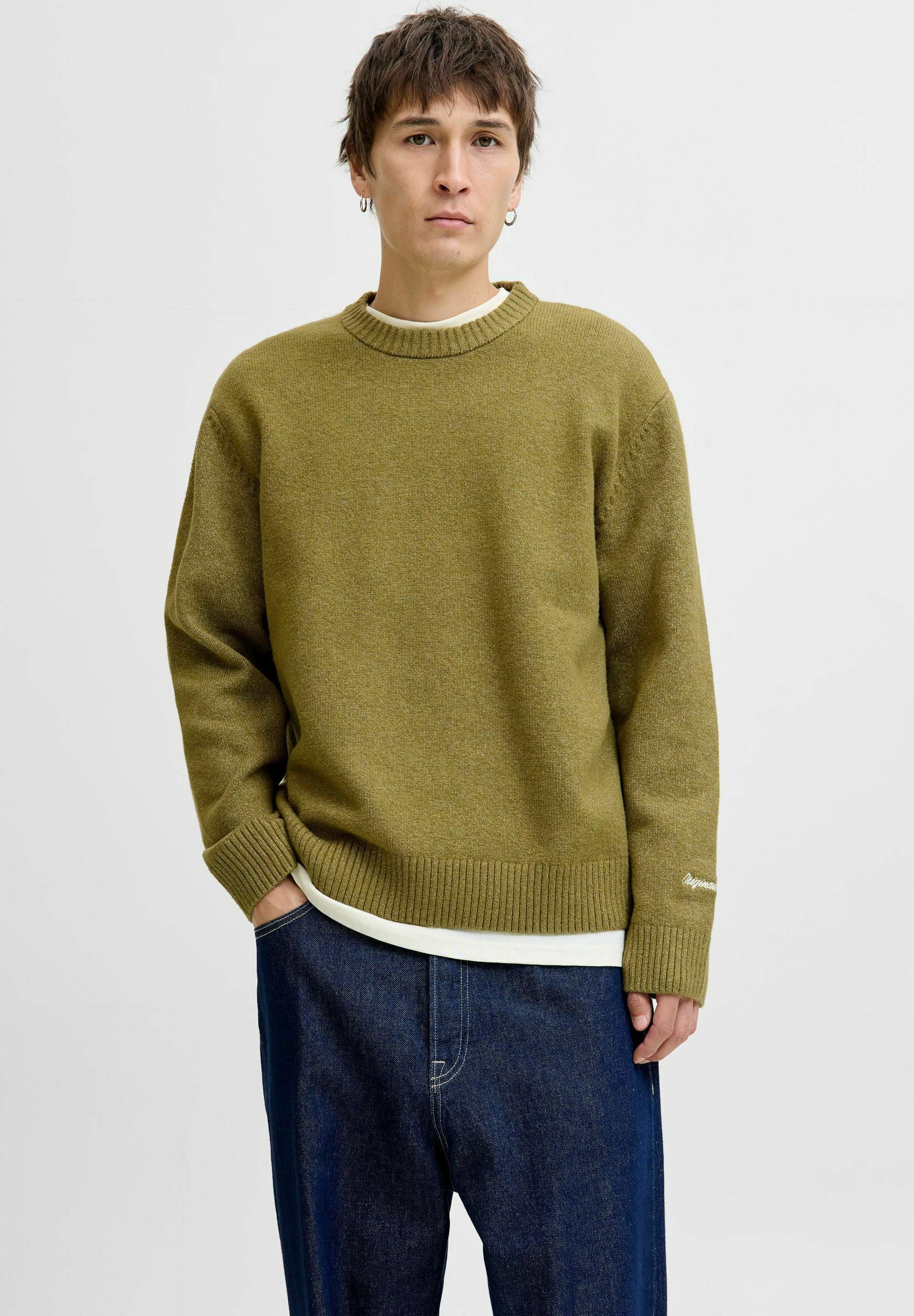 Pull Jack & Jones JORNORREBRO à col rond - vert olive