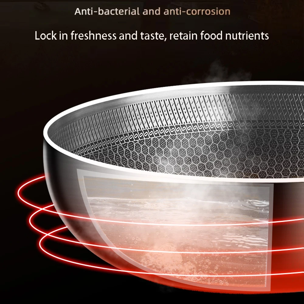 Poêle à frire en acier inoxydable 316, wok antiadhésif, cuisson alvéolée, casserole pour steak, compatible gaz et induction, ustensiles de cuisine.