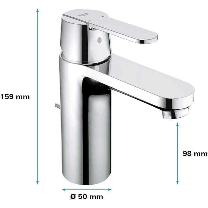 GROHE Get bathroom sink tap, pop-up waste, plug included, water-saving aerator, size M, 23454000