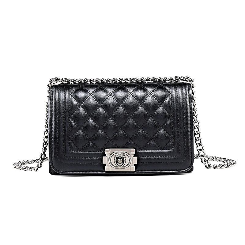 Sac à bandoulière en cuir PU à motif losanges, petit sac parfumé pour femme, version coréenne tendance.