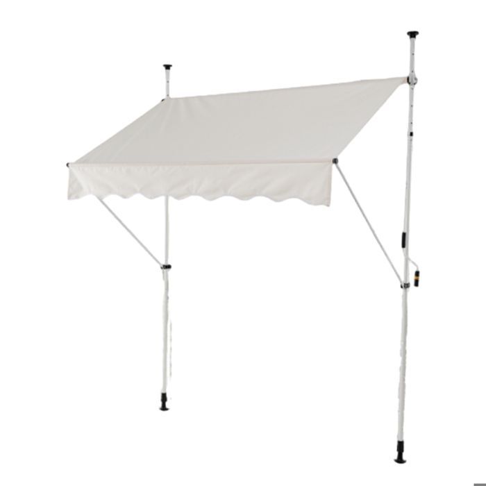 Toldo retráctil manual GOPLUS, toldo de terraza de altura regulable, con tejido de protección solar (4x1,8 m, blanco)