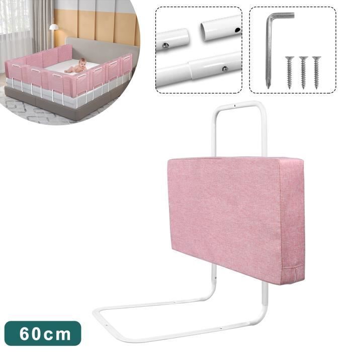 Barandilla de seguridad para cuna LZQ - Protección anticaídas - Altura ajustable - 60 cm, color rosa