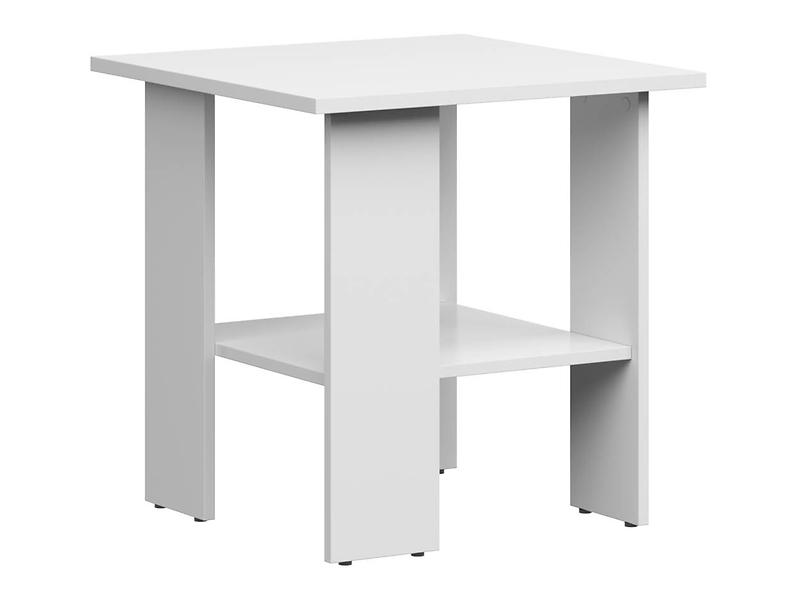 Stolik kwadratowy Nepo Plus 55 cm z półką biały