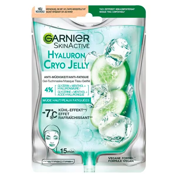 Pleťová maska proti únave Garnier SkinActive Cryo Jelly s kyselinou hyalurónovou