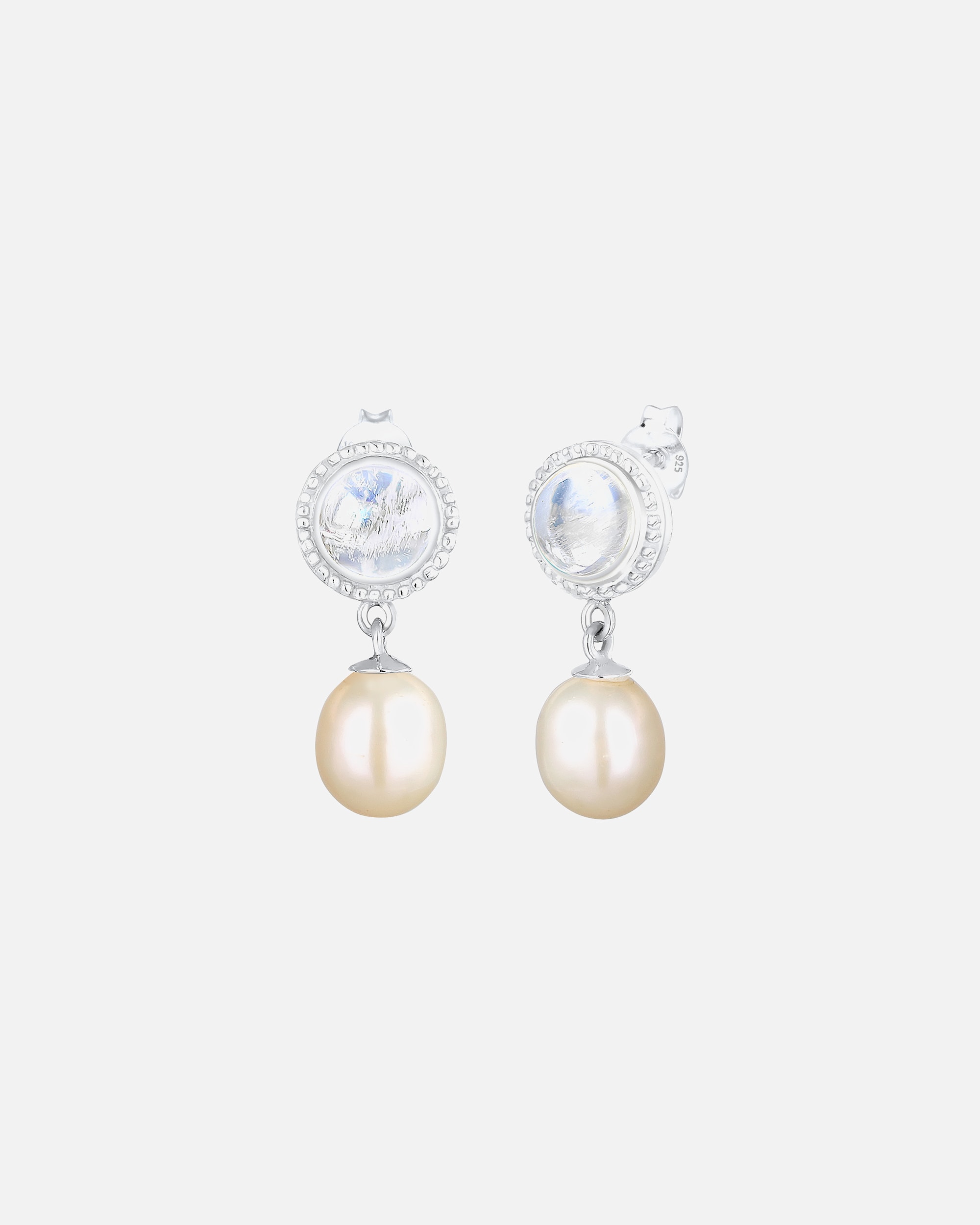 Elli PREMIUM Vintage Mariage Pierre de Lune Perles de Culture d'Eau Douce Femme (925/1000) Argent