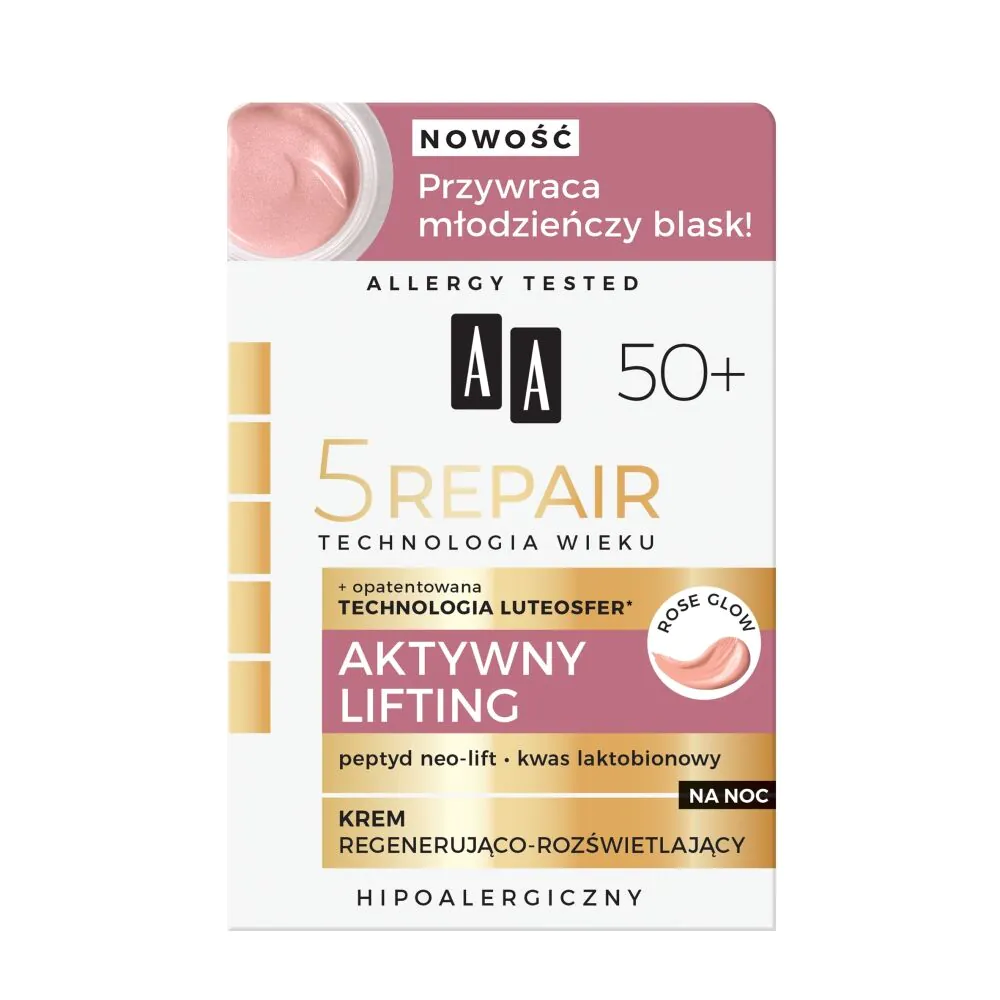 AA Technologia Wieku 5Repair 50+ Aktywny Lifting Krem na noc regenerująco-rozświetlający