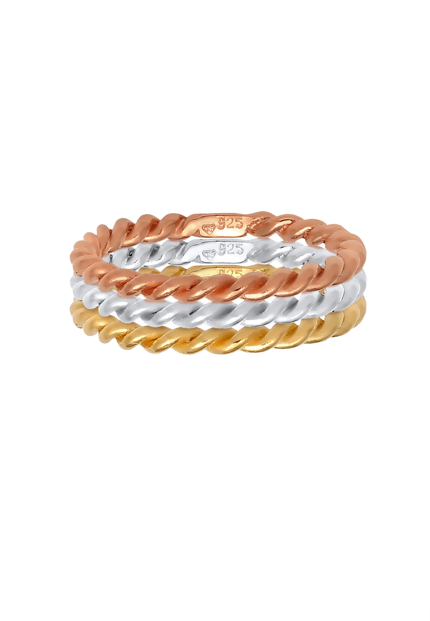 Elli Femme Ensemble Tricolore de Base en Argent Sterling 925